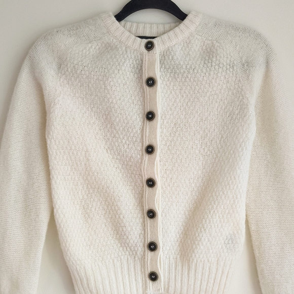 Howlin' 100% wool textured ivory cardigan made in Scotland - Picture 2 of 6